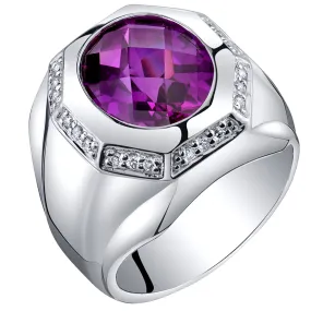 Mens 5.50 Carats Purple Sapphire Ring Sterling Silver Size 8