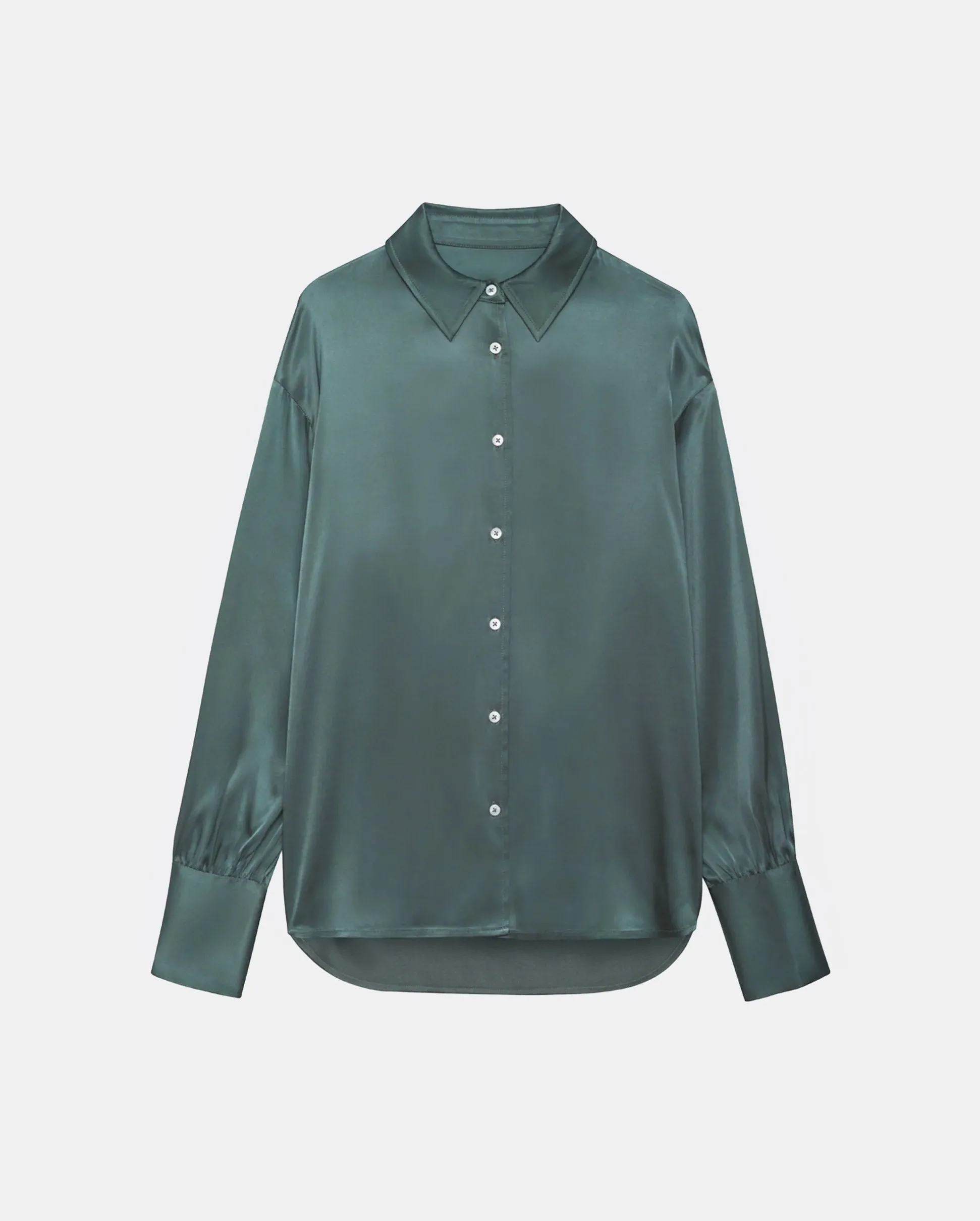 MONICA SILK SHIRT / DARK SAGE