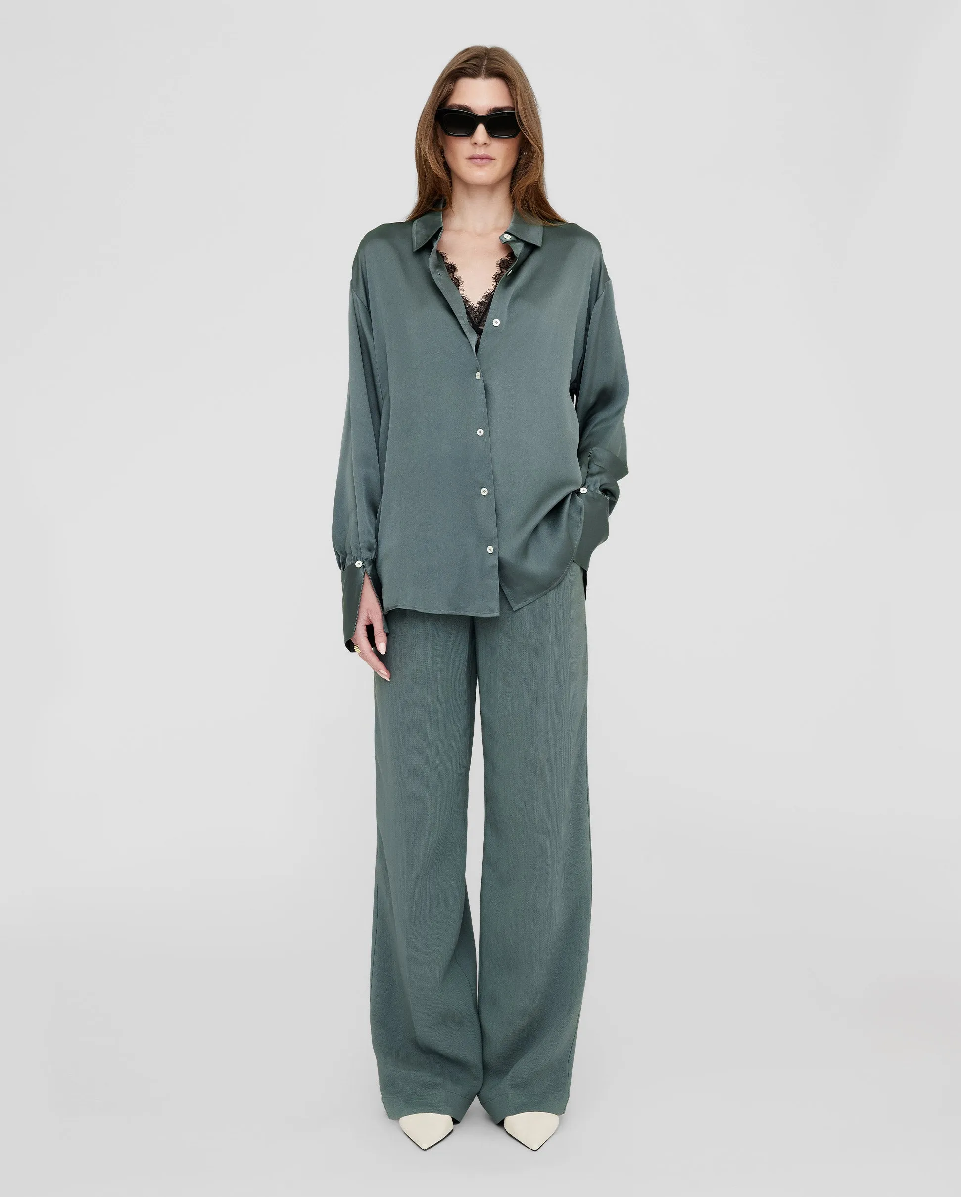 MONICA SILK SHIRT / DARK SAGE