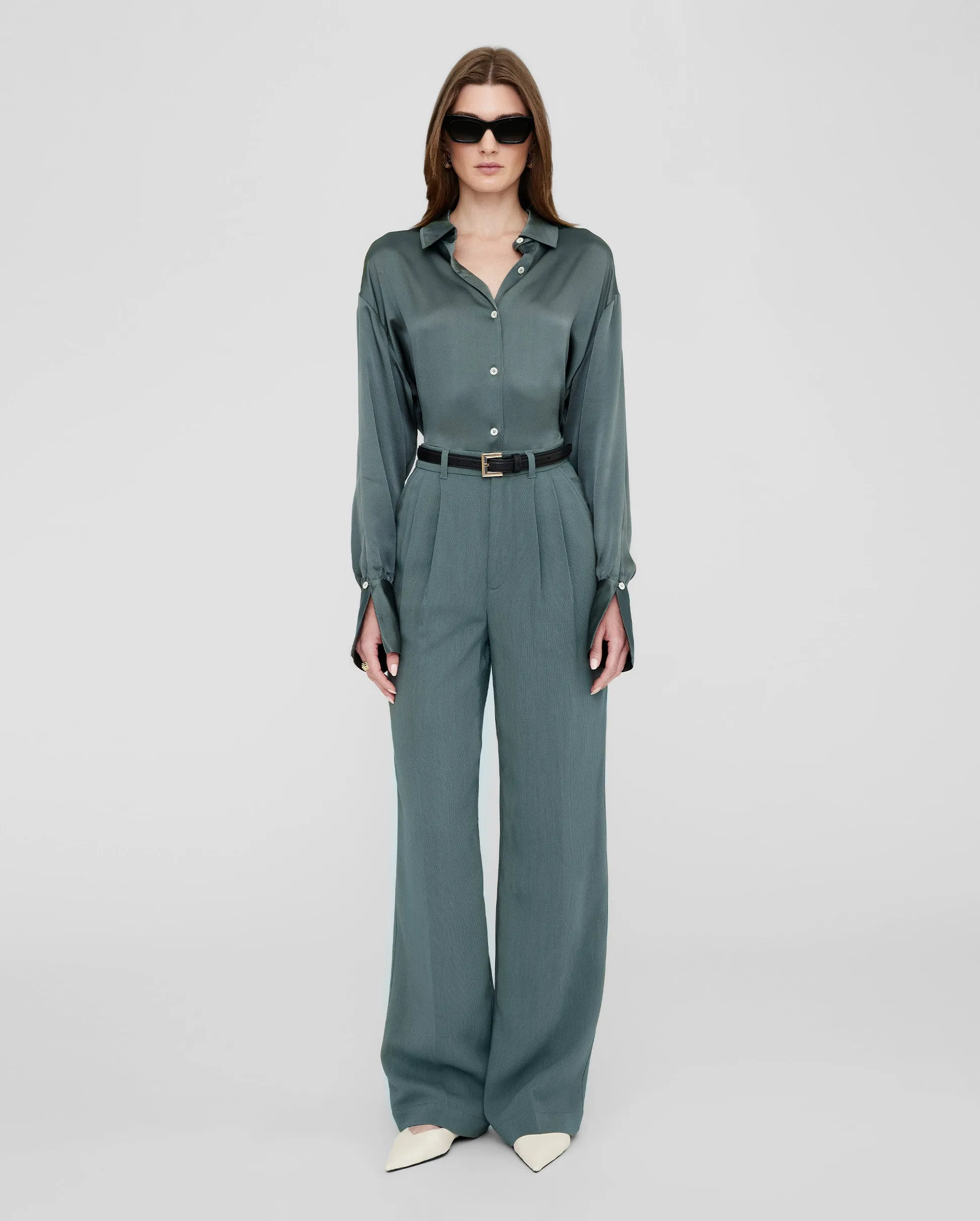 MONICA SILK SHIRT / DARK SAGE