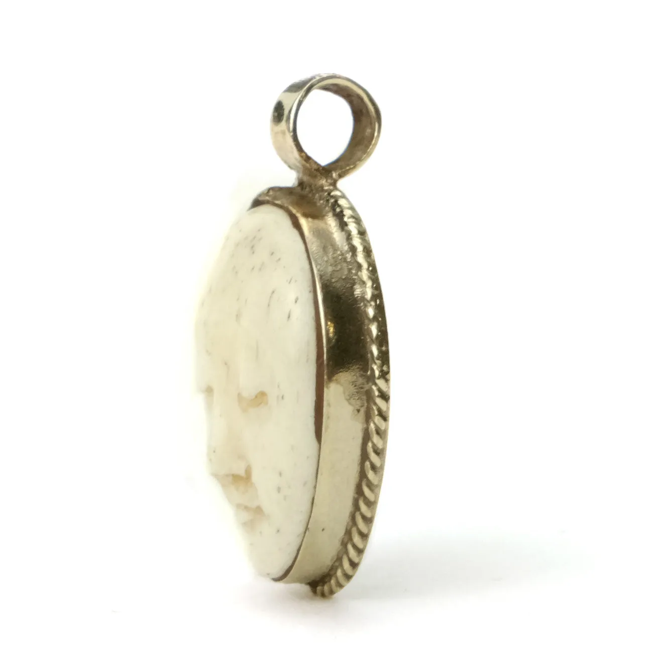 Moon Oval Bone Pendant # 52- 1