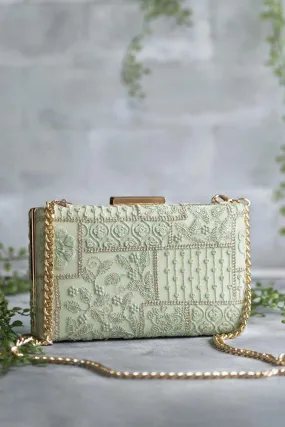 Mosaic Luxe Embroidered Clutch - Green