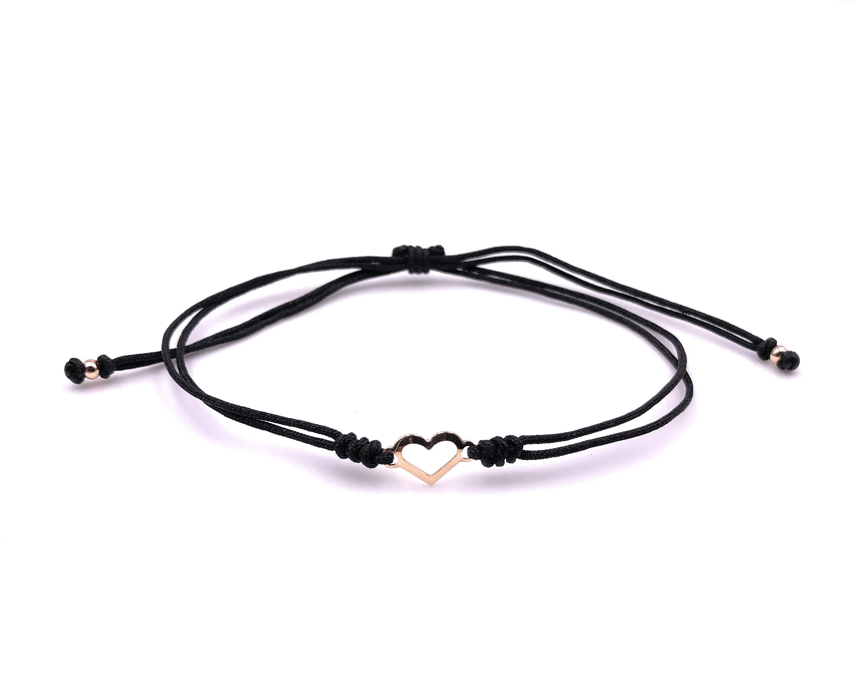 Mother and Daughter Matching Bracelet, Set of 3 Adjustable String Heart Bracelets