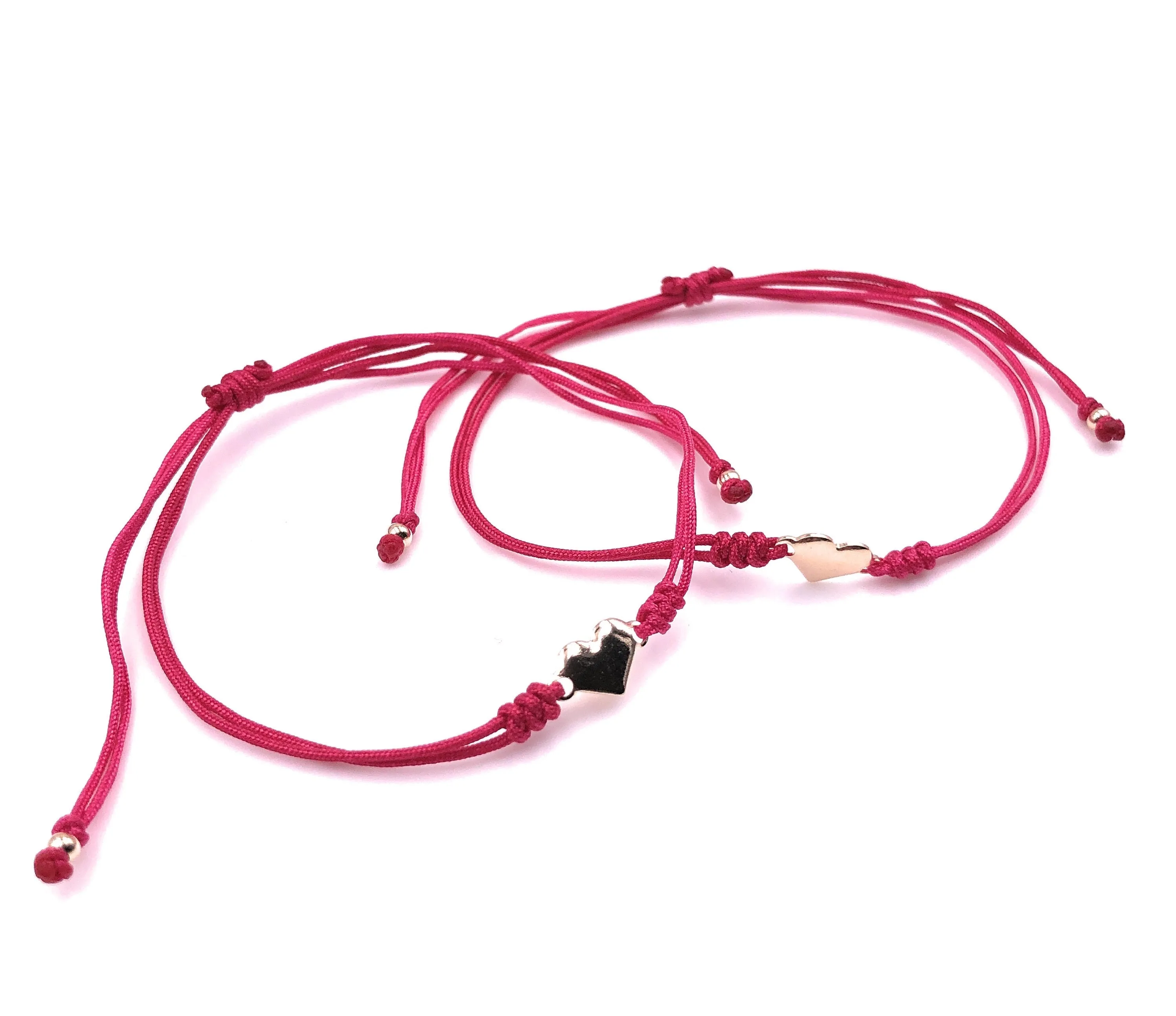 Mother and Daughter Matching Bracelet, Set of 3 Adjustable String Heart Bracelets