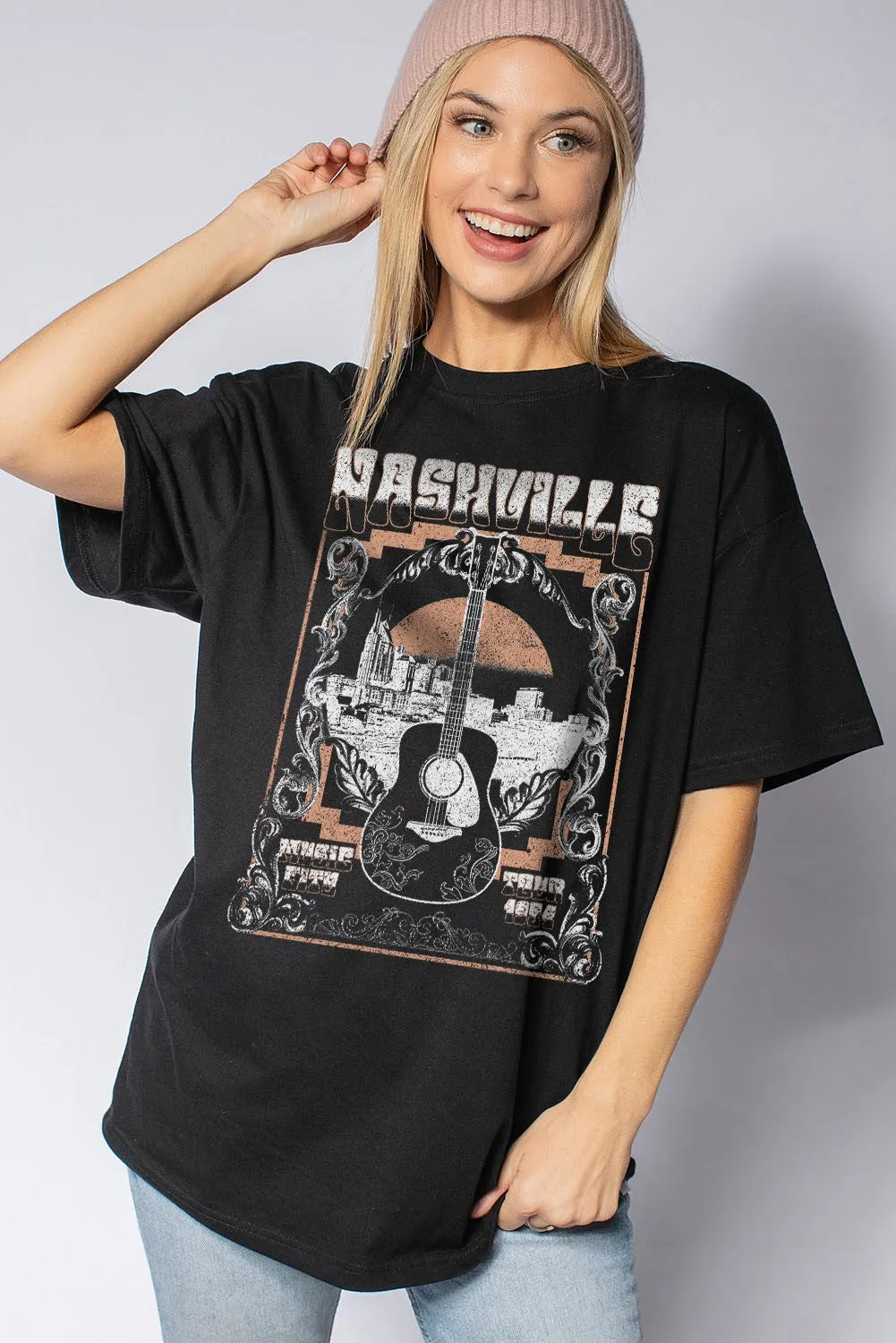 Nashville Music City Guitar Vintage Graphic Tees