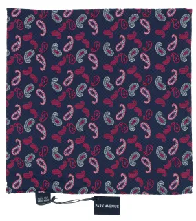 Navy Pink Paisley Print Silk pocket Square