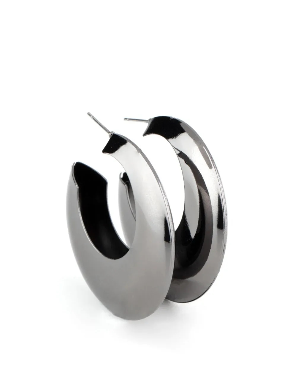 Paparazzi Chic CRESCENTO Black Hoop Earrings