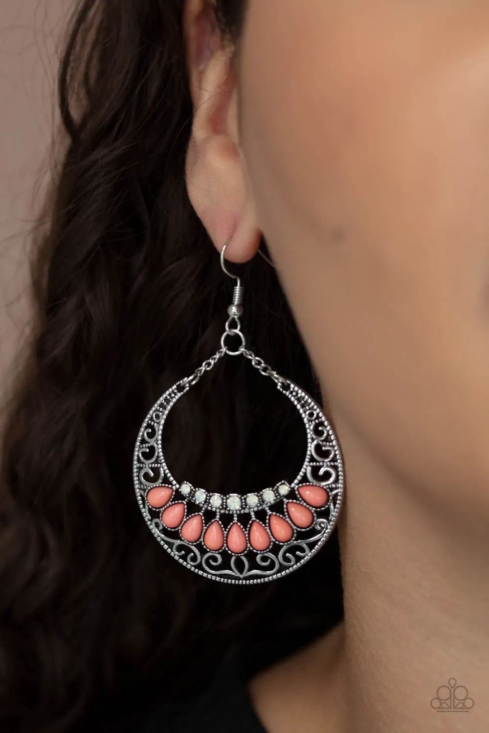 Paparazzi Earrings ~ Crescent Couture - Orange