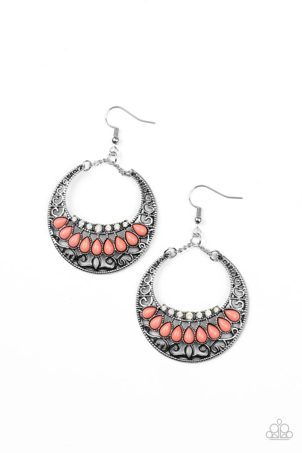 Paparazzi Earrings ~ Crescent Couture - Orange