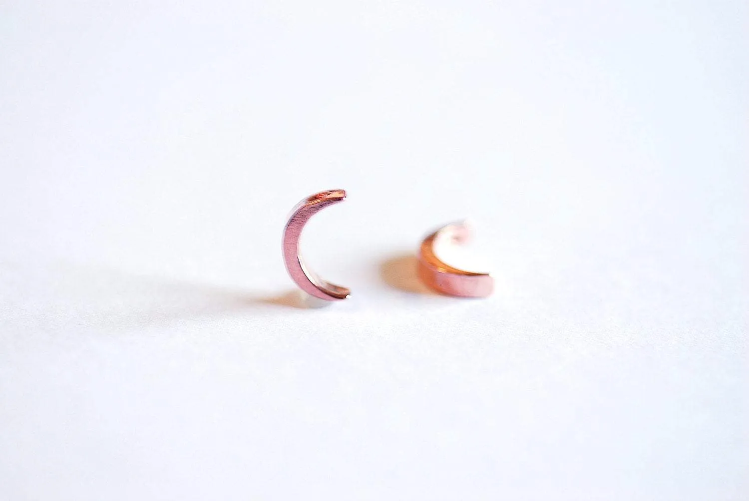 Pink Rose Wholesale Gold Crescent Moon Beads-22k gold over Sterling Silver Vermeil Gold Moon Beads, Gold Half Moon Charm Pendant, Rose Gold Moon, 268