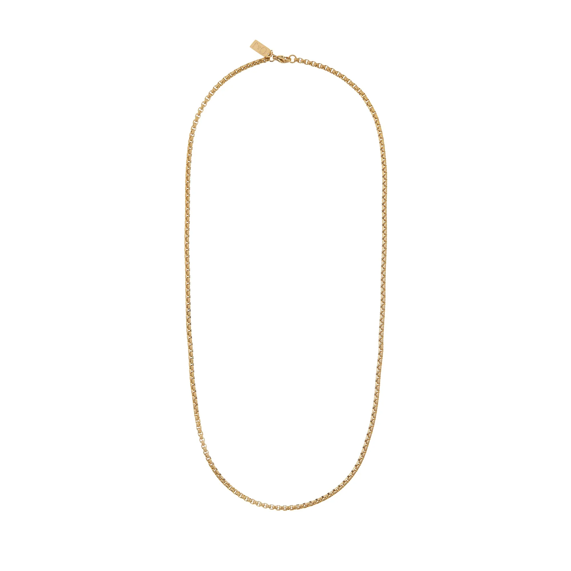 Round Box Chain Necklace - Gold