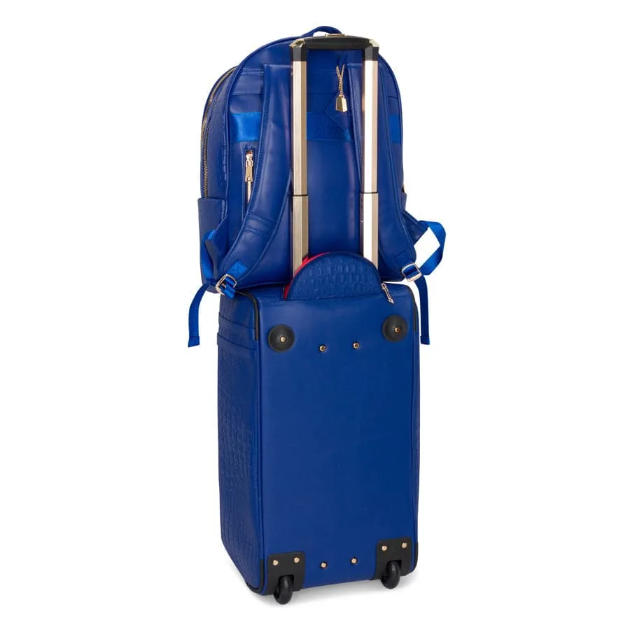 Royal Blue Apollo 2 Faux Crocodile Skin Backpack & Rolling Duffle Bag