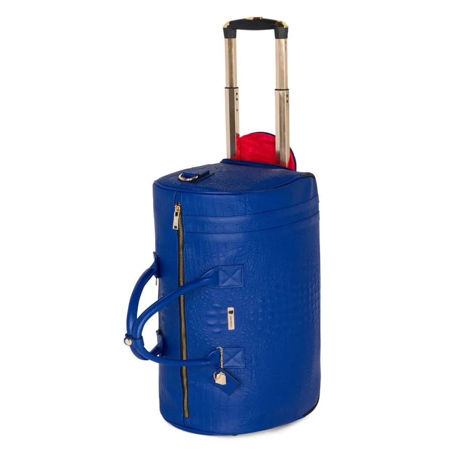 Royal Blue Apollo 2 Faux Crocodile Skin Backpack & Rolling Duffle Bag