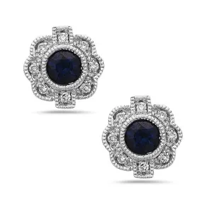 Sapphire & Diamond Stud Earrings