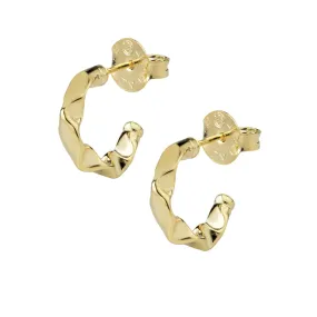 Sheila Fajl Small Wrinkled Hoop Earrings in Polished Gold Plated