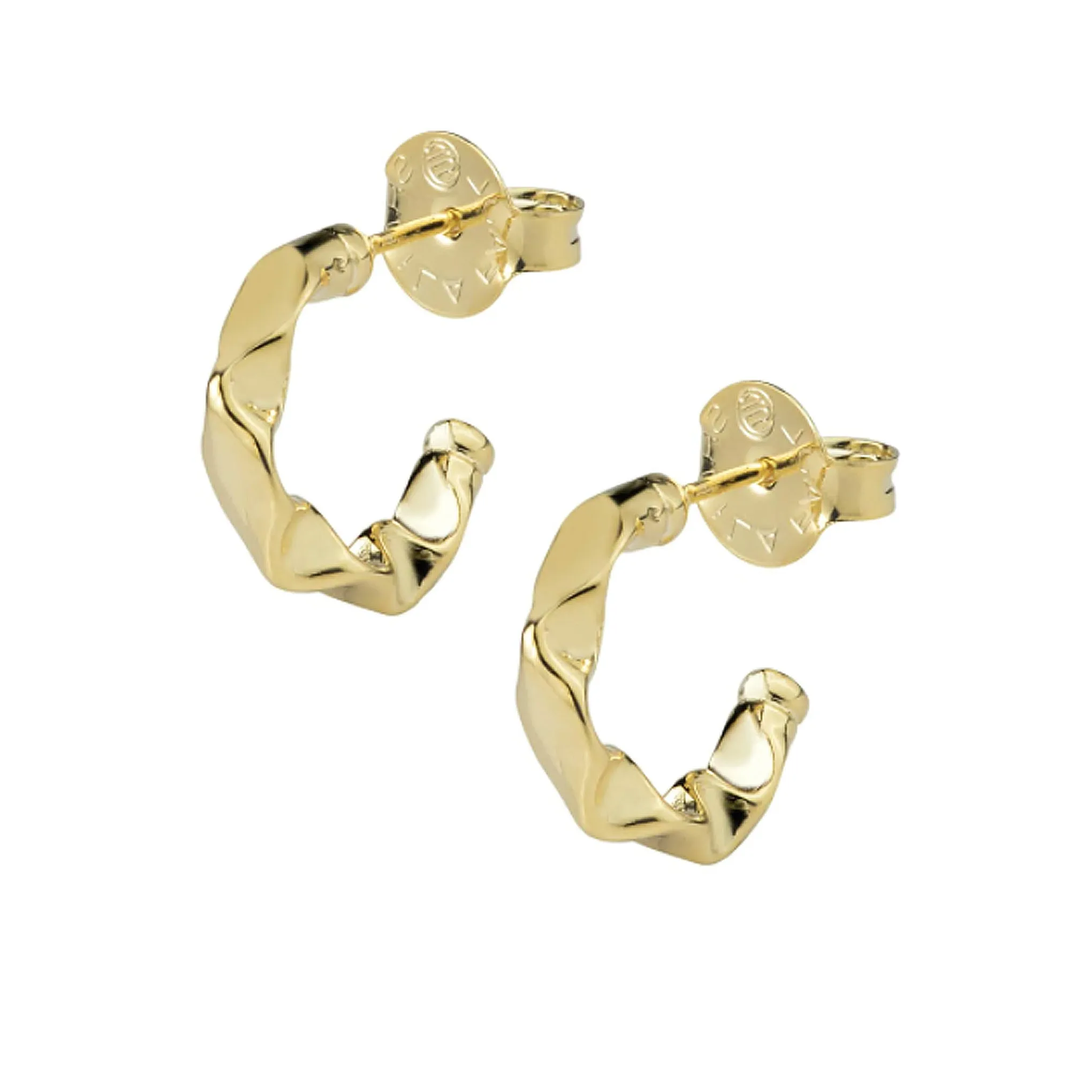 Sheila Fajl Small Wrinkled Hoop Earrings in Polished Gold Plated