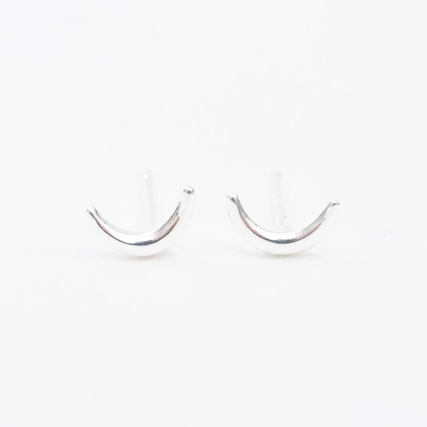 Silver Tiny Crescent Moon Studs