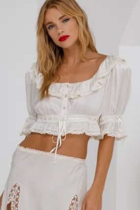 Square Neck Crop Top - Ivory