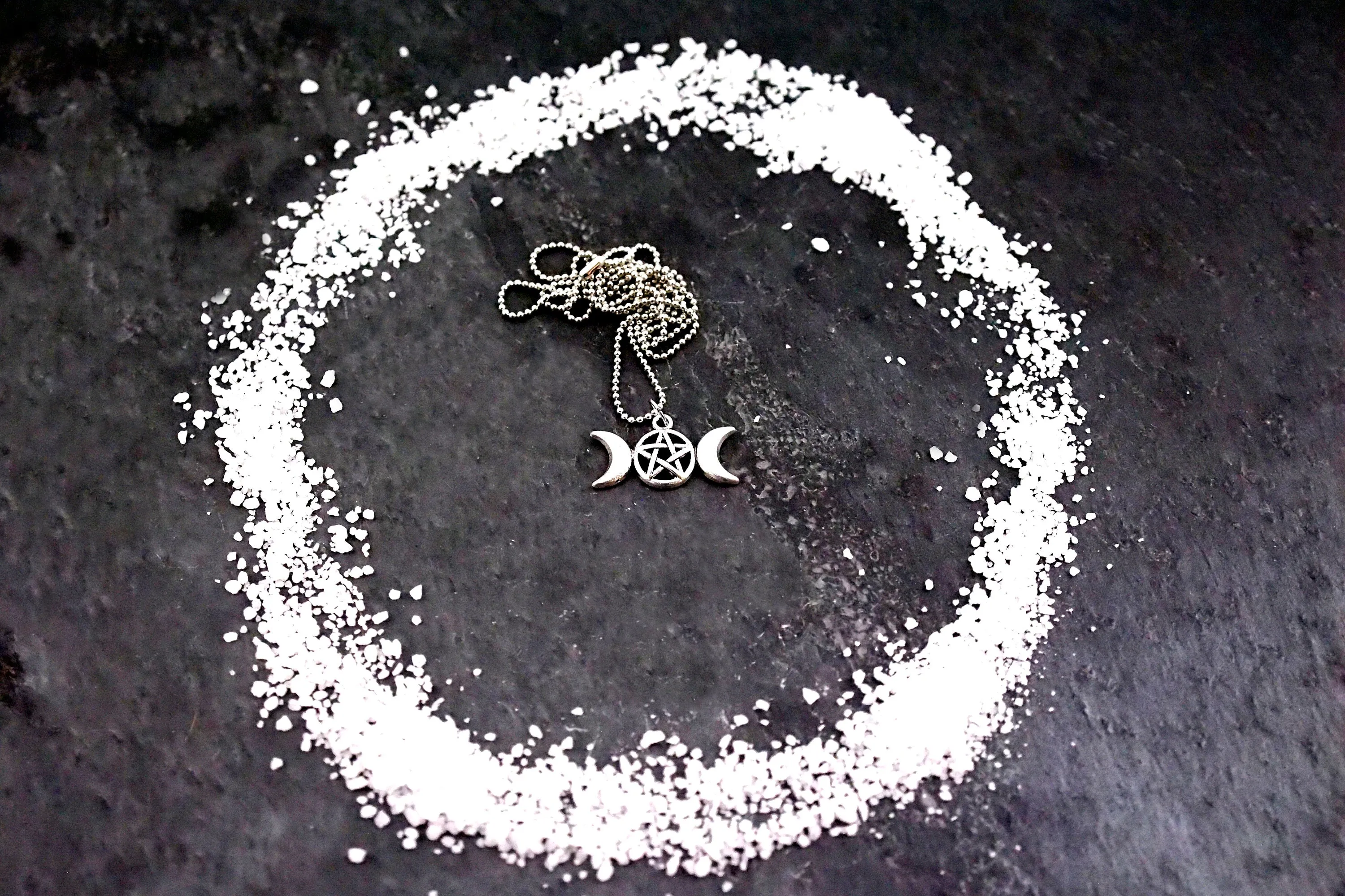 Triple Goddess / Triple Moon Pendant ~ Pentagram Necklace