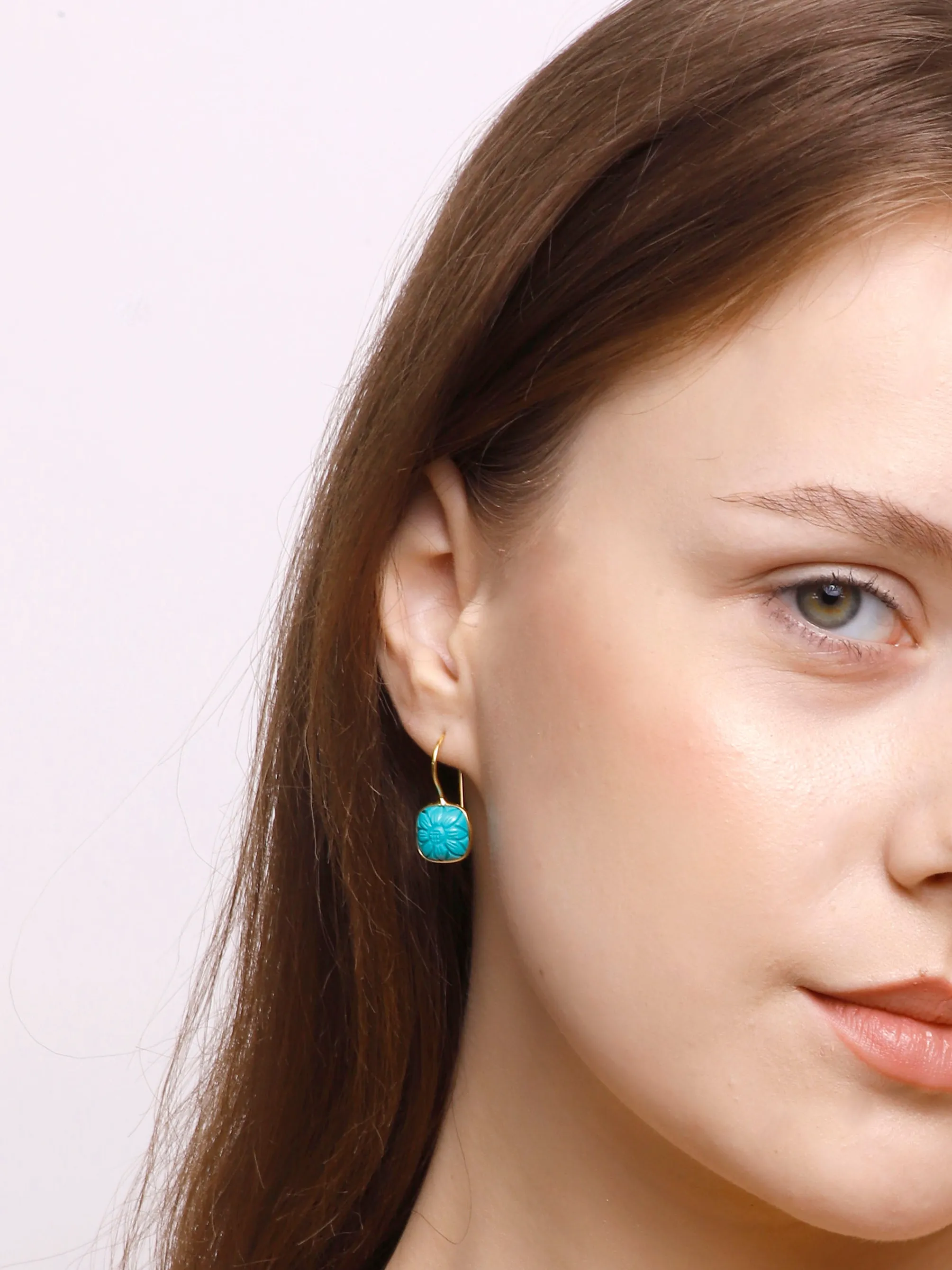 Vama | Calista Earrings | Metal-Sterling Silver | Stone-Turquoise | Finish-Shiny