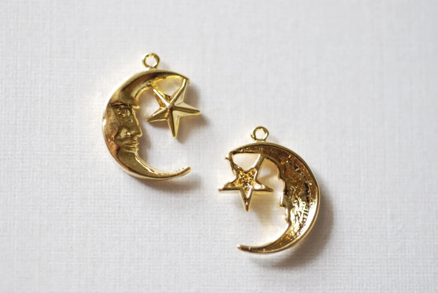 Vermeil Gold Wholesale Crescent Moon and Star Charm - 18k gold plated over sterling silver, Moon Charm, Star Pendant, Moon, Silver Star, Silver Moon