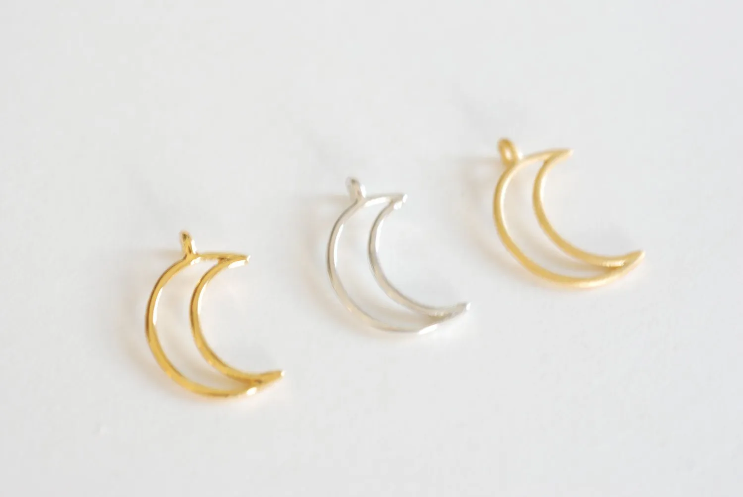 Vermeil Matte Wholesale Gold Open Crescent Moon Charm- 18k gold plated over Sterling Silver Moon Charm,Gold Half Moon Charm,Gold Moon Charm,Tusk Charm