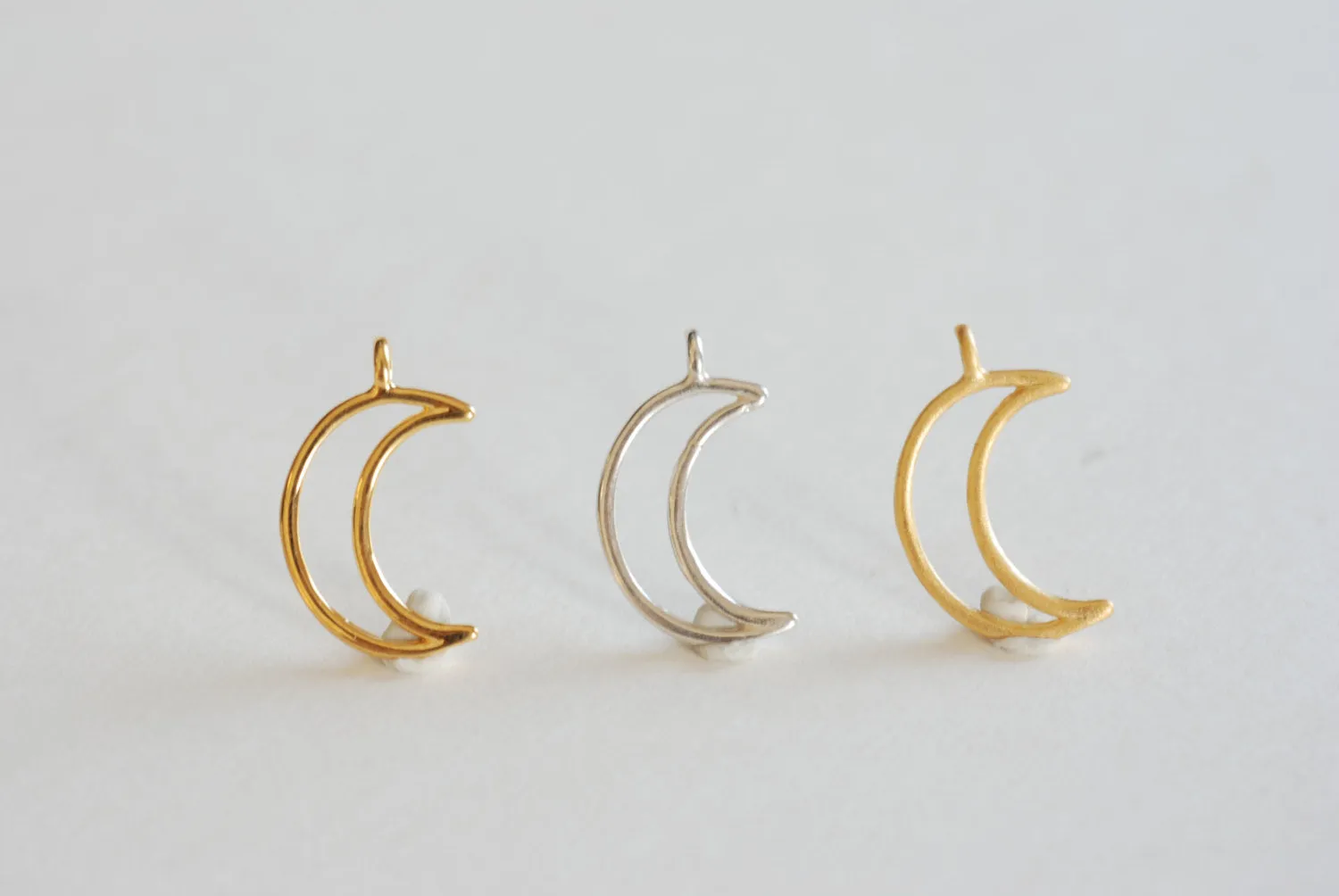 Vermeil Matte Wholesale Gold Open Crescent Moon Charm- 18k gold plated over Sterling Silver Moon Charm,Gold Half Moon Charm,Gold Moon Charm,Tusk Charm