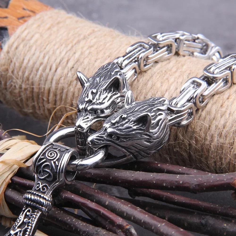 Viking Necklace Fenrir & Mjolnir