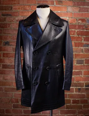 Vintage Gucci Double Breasted Black Leather Coat Tom Ford Era Y2K 40