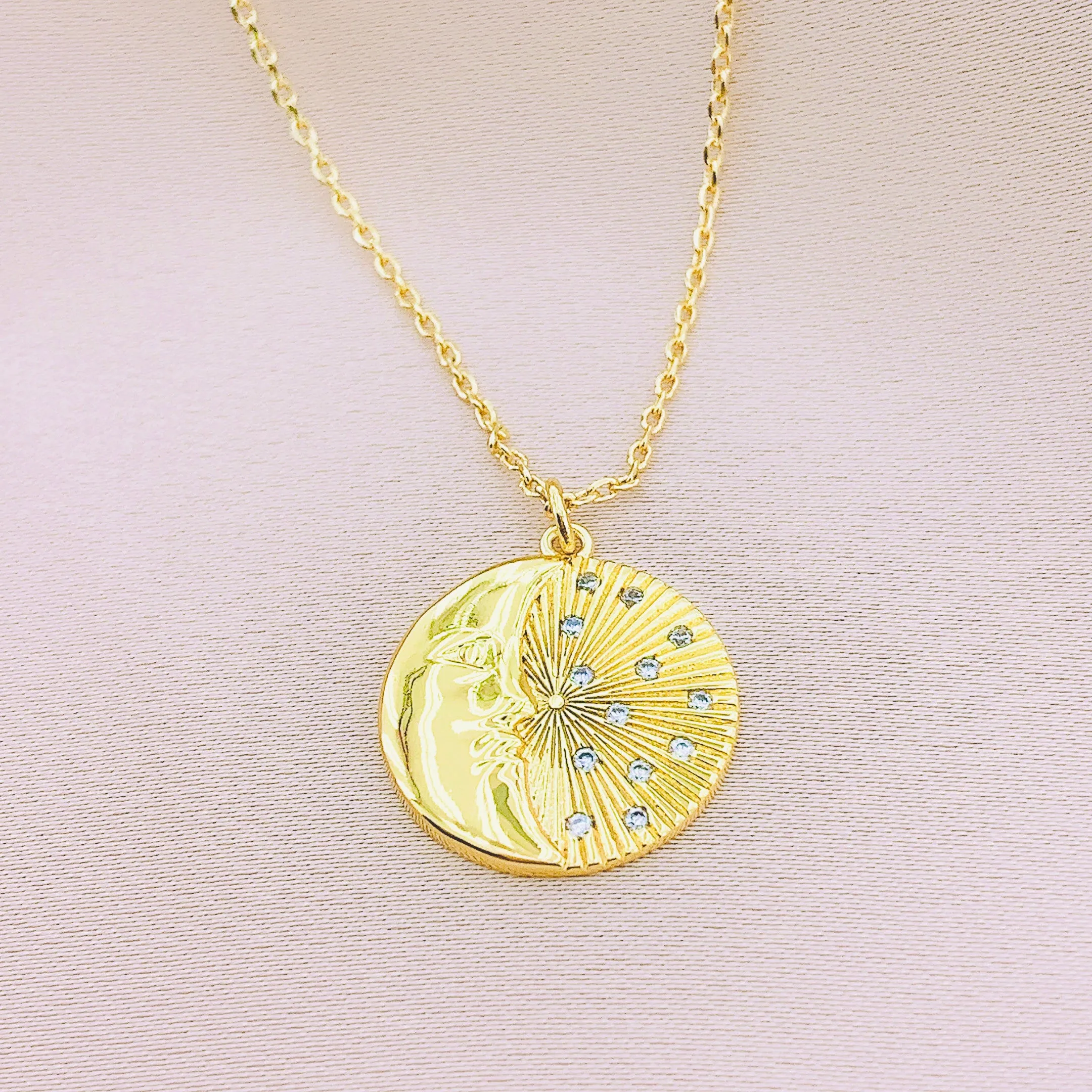 Women's CZ Crescent Moon Necklace