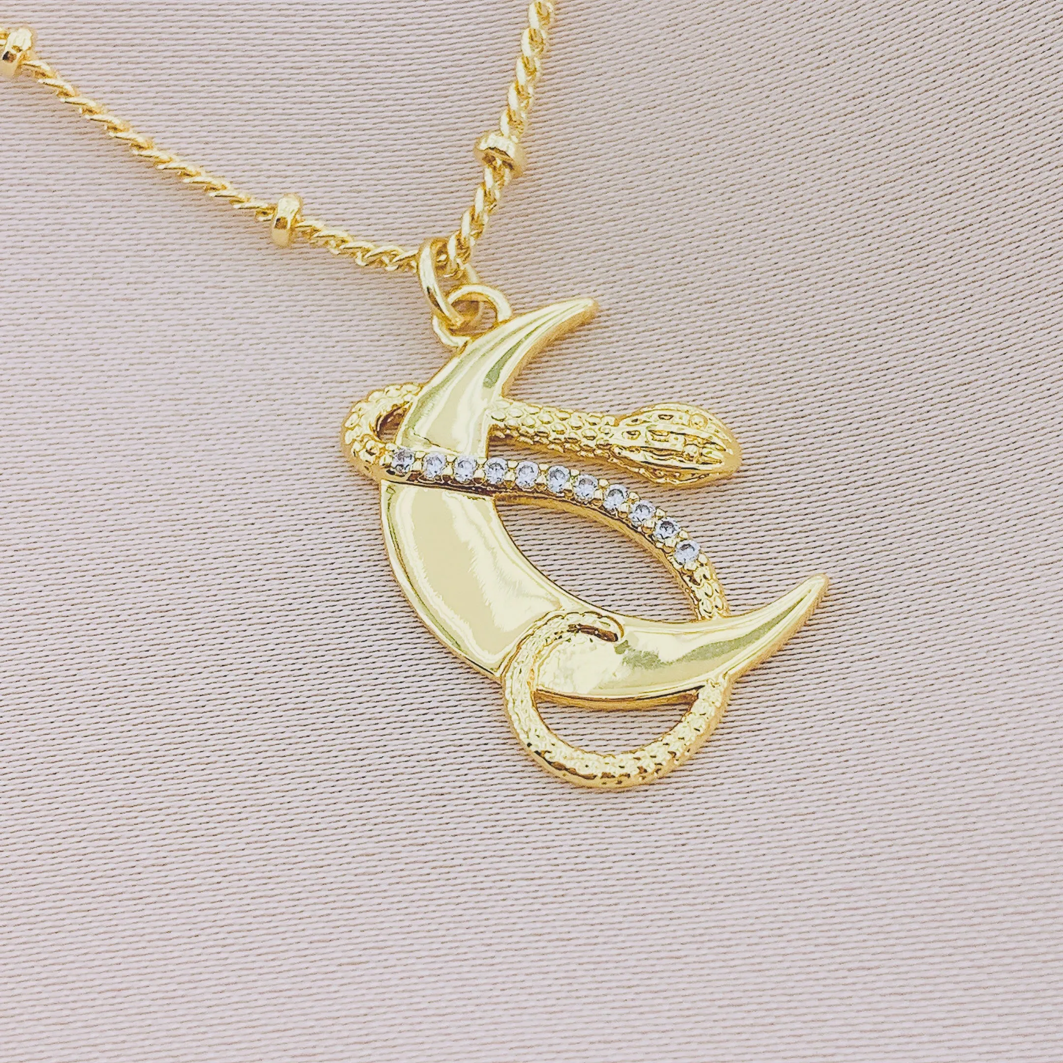 Women's Snake Crescent Moon Necklace