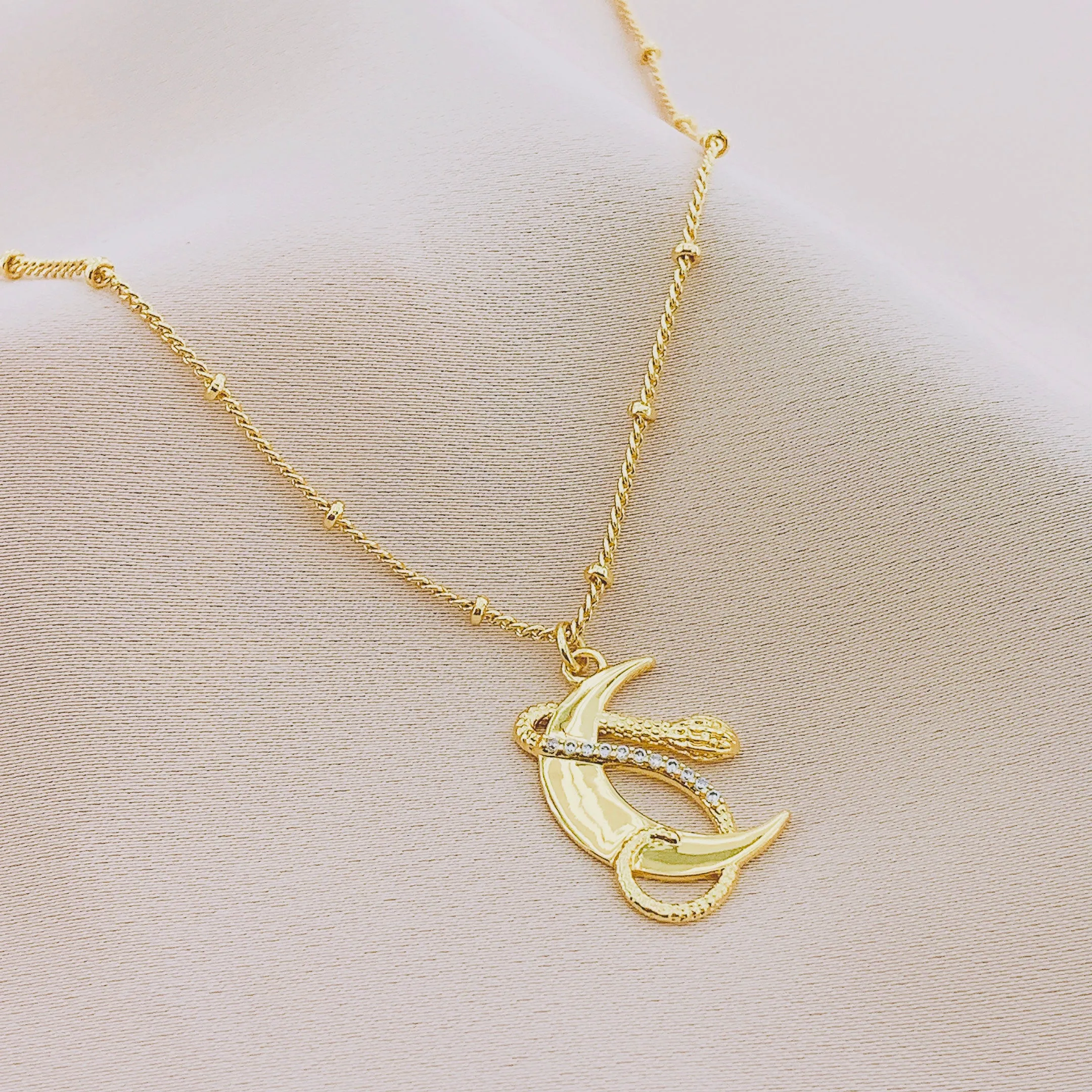 Women's Snake Crescent Moon Necklace