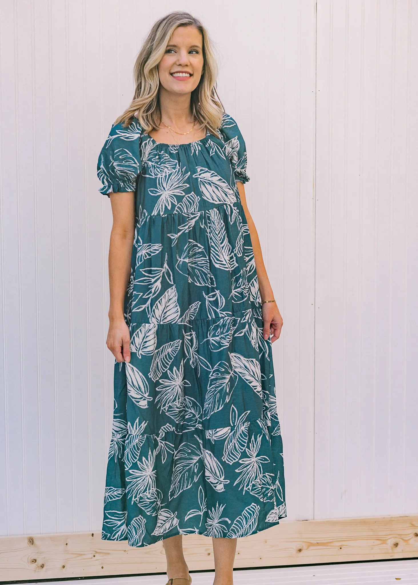 X Crashing Waves Blue Pattern Midi Dress