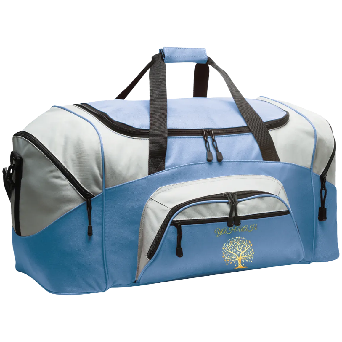 Yahuah-Tree of Life 01 Designer Port & Co. Colorblock Sport Duffel Bag (14 colors)