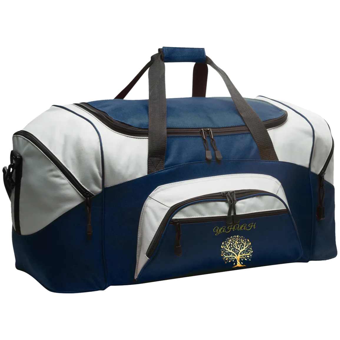 Yahuah-Tree of Life 01 Designer Port & Co. Colorblock Sport Duffel Bag (14 colors)