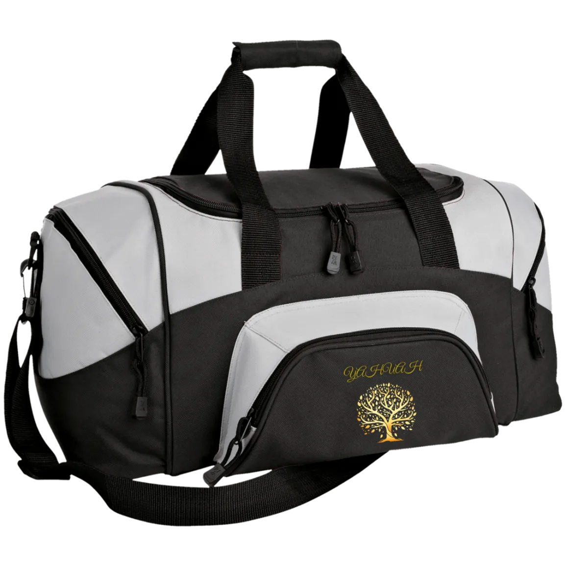 Yahuah-Tree of Life 01 Designer Port & Co. Small Colorblock Sport Duffel Bag (6 colors)