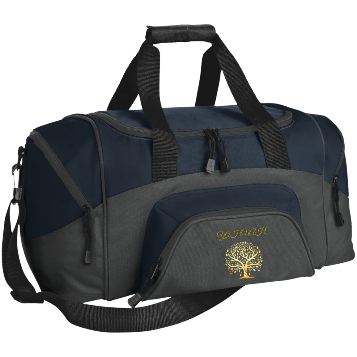 Yahuah-Tree of Life 01 Designer Port & Co. Small Colorblock Sport Duffel Bag (6 colors)