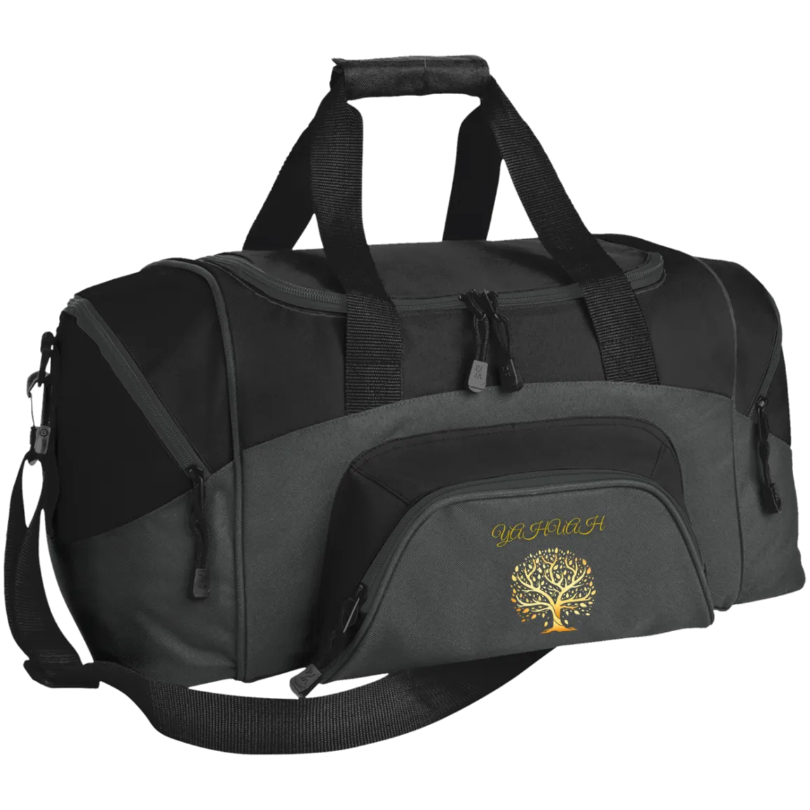 Yahuah-Tree of Life 01 Designer Port & Co. Small Colorblock Sport Duffel Bag (6 colors)