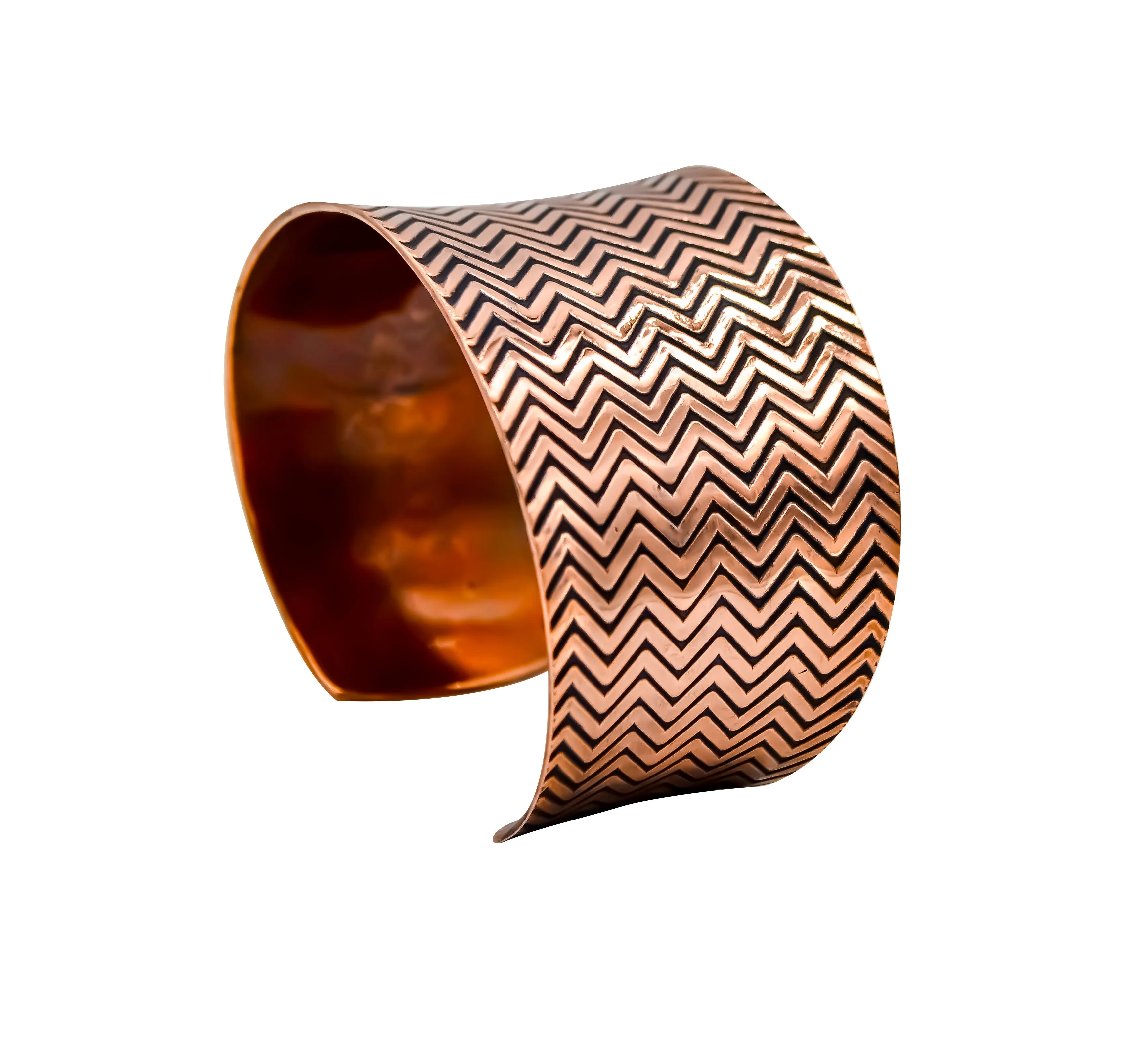 Zig Zag Hand Roller Printed Copper Cuff Bracelet